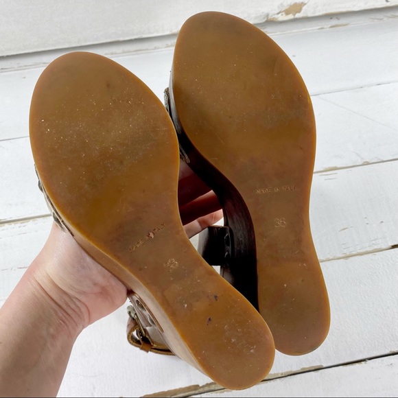 Lanvin Wooden & Snakeskin Leather Wedge Heels - Picture 8 of 8